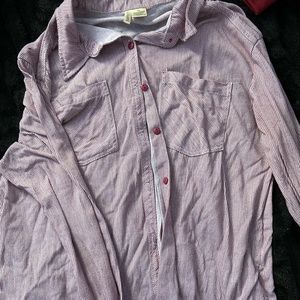 Burgundy striped collar button up shirt